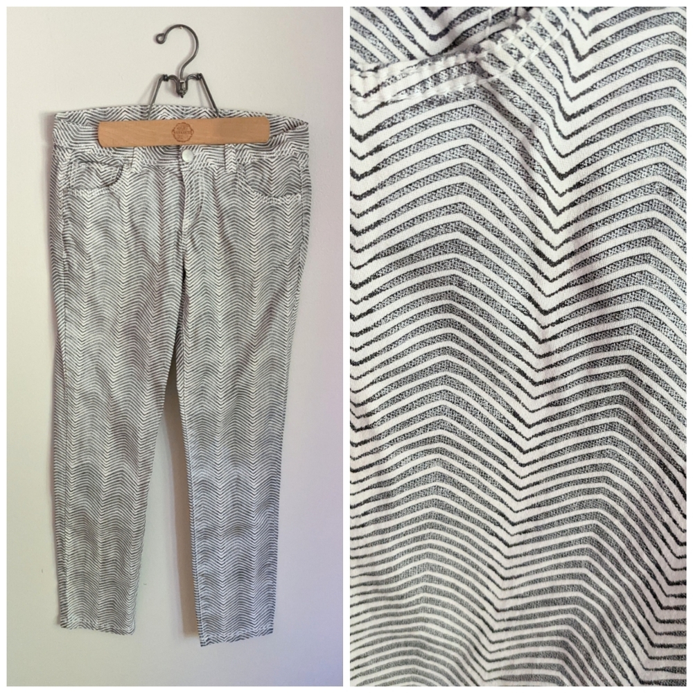Inc International Concepts Chevron Zebra Shimmer Pants Women's 6 Skinny 200